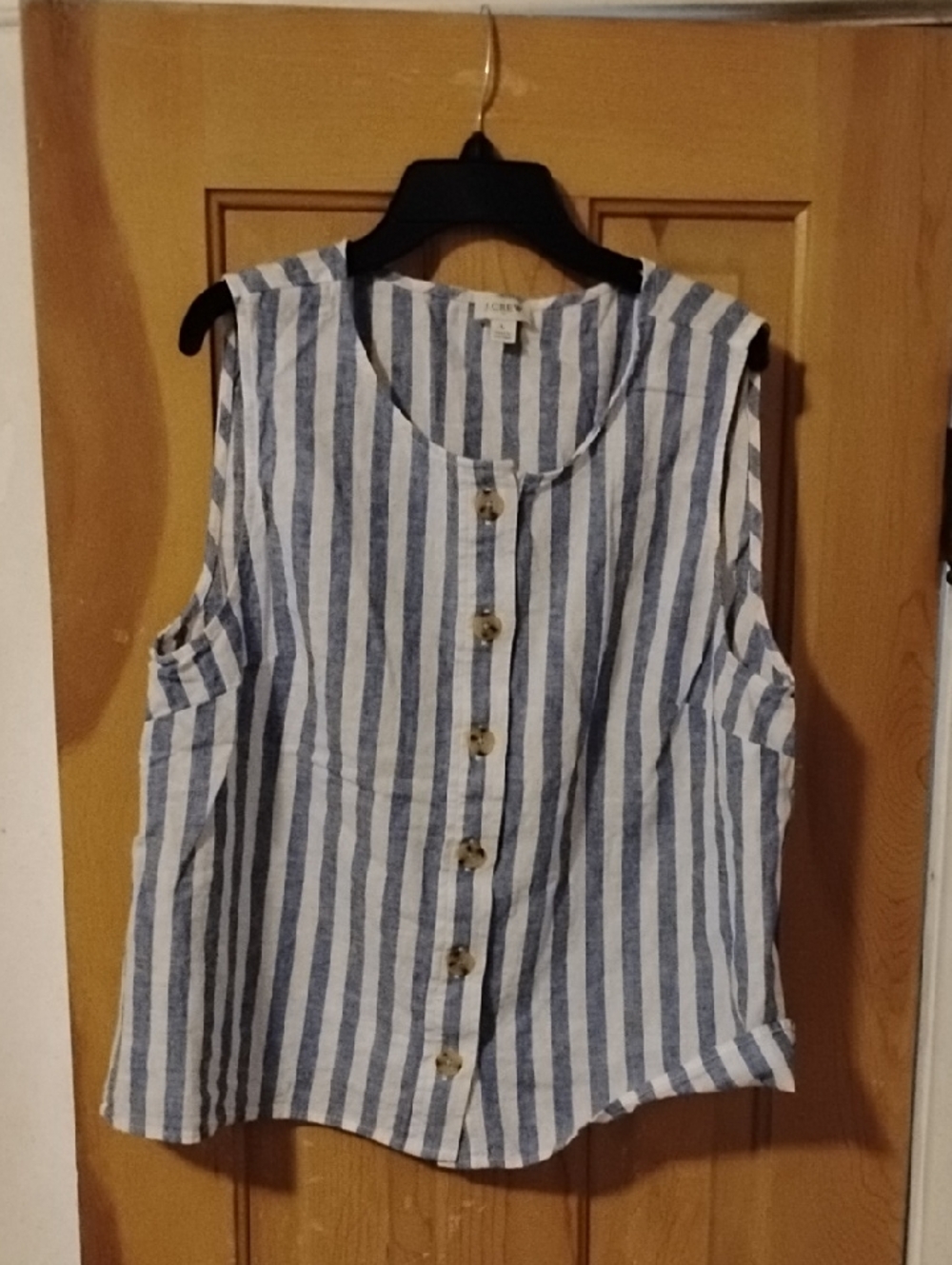 J Crew Button Down Shell Blue And White Stripe, L